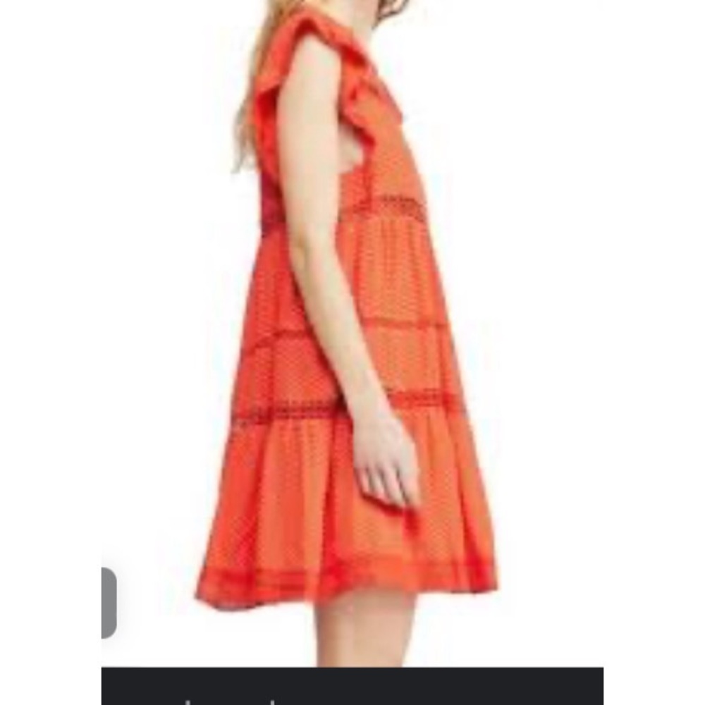 Free People Retro Kitty Crochet Trim Dress Tangerine Orange Small S - Picture 16 of 16
